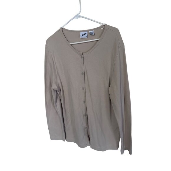 Bobbie Brooks tan button up cotton cardigan sweater size XL - Picture 4 of 6